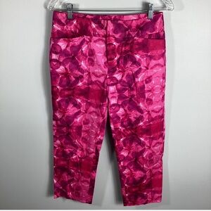 Coldwater Creek Women’s  Floral Print Capri Hot Pink Lightweight Pants Size 18
